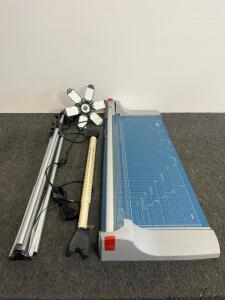 Dahle 446 Rotary Paper Trimmer, Tensor Telescopic Support Pole, 6-Panel LED Tripod Work Light