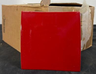 Glossy Red 6"x6" Ceramic Wall Tile, Box of 44, Open Packaging, Approx. 7.4 Sq Ft Coverage