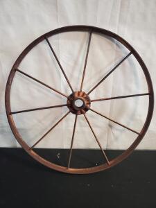 Antique Metal Wagon Wheel, 36&ndash;40" Diameter, 10 Spokes, All-Metal Construction