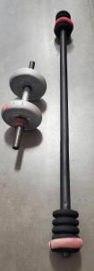 CAP Barbell Adjustable Dumbbell 20 lbs & 51" Foam Aerobic Barbell Black/Pink Pair, Home Fitness