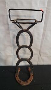 Handcrafted Horseshoe Boot/Hat Stand &ndash; 19.5" Tall, Rustic Metal Design