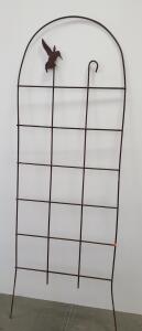 Arched Metal Garden Trellis, 6 ft, Hummingbird Decoration, Rustic Brown, Freestanding
