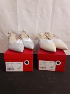Cervigado CA001 Women's Slingback Pumps, Sizes 7 & 8, Silver & Nude, Pointed Toe, Stiletto Heel