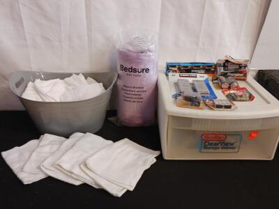 Mixed Household Lot: Bedsure Fleece Blanket, Assorted Batteries, Sterilite 3-Drawer Organizer