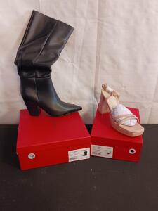 Cervigado Womens Black Boots Size 11 CA015 & Nude Heeled Sandals Size 10 CB003 with Box
