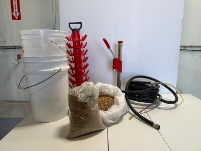 Homebrewing Starter Kit (Incomplete): Bottle Tree, Bench Capper, 5-Gal Buckets, Hoses, Malted Barley
