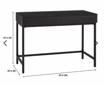 StyleWell Donnelly Black Writing Desk with 2 Drawers, 42 in x 20 in x 30 in ** New in Box **