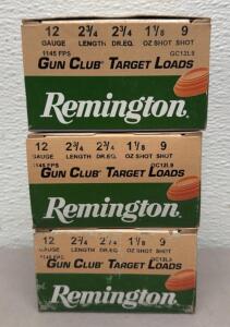 Remington Gun Club 12 Gauge Target Loads, 2-3/4" Shells, 1-1/8 oz #9 Shot, 1145 FPS, 25 Rounds/Box