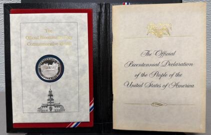 1976 Official Bicentennial Day Medal & Declaration Set, Silver-Plated, Philadelphia Issue