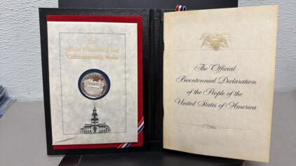 1976 Official Bicentennial Day Commemorative Medal Set with Declaration, Philadelphia Issue