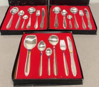 (3) MHSCutlery 6-Pieces Stainless Steel Flatware Sets with Decorative Handles