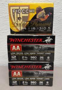 Winchester AA 12 Ga 2 3/4" #8 980 FPS Target Load, Fiocchi Golden Pheasant 16 Ga 2 3/4" #5 1310 FPS