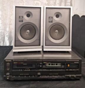 (1) Technics RS-T230 Stereo Double Cassette Deck & (2) Speakers