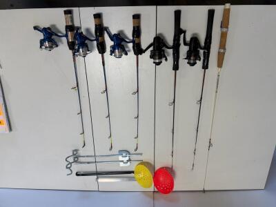 Shakespeare, Keystone No. 096 & WHuppin' Stick Ice Fishing Rod & Reel Set w/ Scoops & Auger Tools