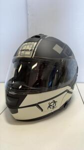 Triangle TFF20 Full-Face Motorcycle Helmet, DOT Certified, Matte Geo/Biohazard, Internal Sun Visor