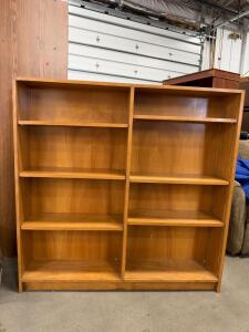 Double-Wide Wooden Bookshelf with Adjustable Shelves, 48" W x 12" D x 72" H