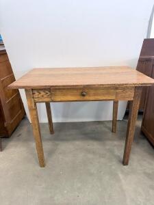 Solid Wood Writing Desk, 1 Drawer, Medium Brown, 40"x24"x30", Simple Traditional Design