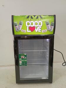 Coco Love Countertop Glass Door Display Refrigerator, 1.7 cu ft, LED Sign, 2 Shelves, Working