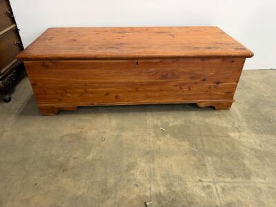 Large Cedar Blanket Chest, Scalloped Base, Rustic Style, 50"x19"x21", Vintage Storage Trunk