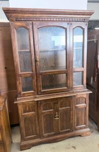 Traditional China Cabinet with Glass Display and Interior Lighting, 65" W x 20" D x 85.5" H