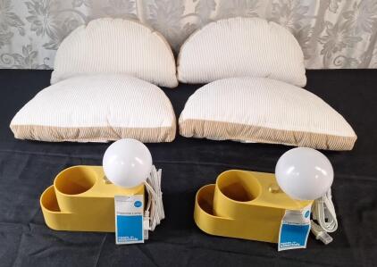 (2) LED Organizer Lamps & (4) Decorative Pillows