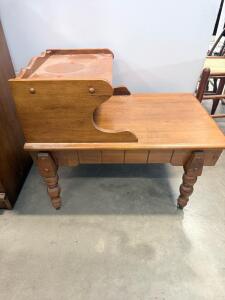 Vintage Mid-Century Wooden Telephone Table with Two-Tier Shelves and Turned Legs