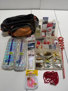 Loaded Fishing Tackle Kit &ndash; Bag, Lure Assortment, Hook Packs, Bobbers, Flashers, 2-Heavy Duty truck Mats