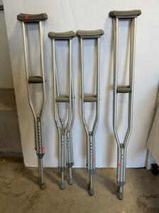 Drive Medical Adjustable Aluminum Underarm Crutches,4 Pairs, Adult and Tall Sizes, 350 lb Capacity