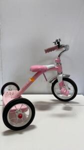 Radio Flyer Classic Pink Tricycle, 10" Front Wheel, Bell, Rear Step, Chrome Fenders