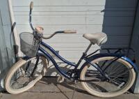 Cruiser Bicycle, Single Speed, 26" Wheels, Steel Frame, Coaster Brake, Front Basket, Rear Rack