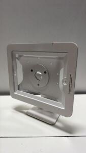 Maclocks Space Tablet Kiosk Stand, White, Lockable Enclosure, Tilt Adjustable, 12"x8.5"