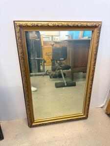 Vintage Ornate Gold Framed Wall Mirror, 36" x 24", Mid-20th Century Design