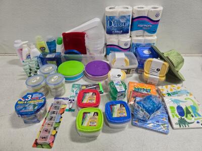 35+ Pc Mixed Household Lot &ndash; Tissue, Food Storage Containers, Personal Care, New, Name Brands