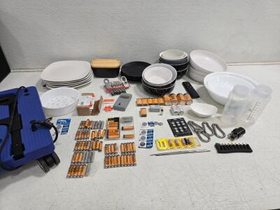 Large Mixed Lot: Kitchenware, AmazonBasics Batteries, GtliFmTe Hand Truck, Accessories Bundle