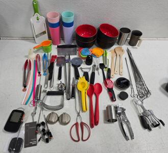 Assorted Kitchen Utensils, 40+ Pieces, Digital Thermometer, Prepara Press, Joule Probes, and more