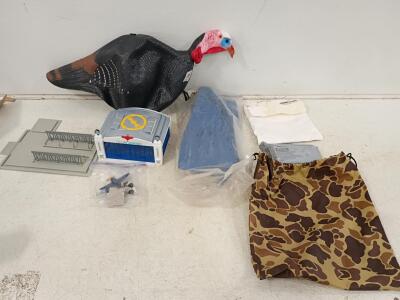 Mixed Lot: Turkey Hunting Decoy, K-Line Aviation Toy Hangar, Camo Bag,