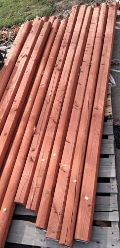 Pressure-Treated, Fence Posts, 8ft Length, Reddish Stain
