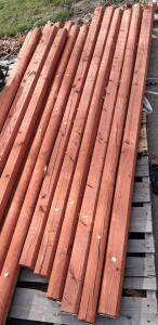 Pressure-Treated, Fence Posts, 8ft Length, Reddish Stain