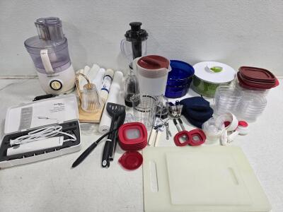 Working Hamilton Beach Food Processor & Electric Knife Bundle &ndash; 25+ Pc Kitchenware Set w/ Storage & Utensils