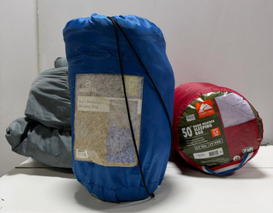 Sleeping Bag Lot: Magellan & Ozark Trail Rectangle Sleeping Bags, 50&deg;F, 75"x33" & 66"x26", Lightweight Polyester