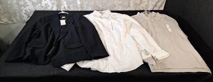 (1) Men's Dress Jacket, X-Large, (3) Men's Dress Shirts, X-Large & (3) Men's Casual Shirts, X-Large