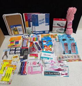 Bulk Lot School & Office Supplies &ndash; TI-30Xa Calculator, Cork Board, Filler Paper, Markers, Kits