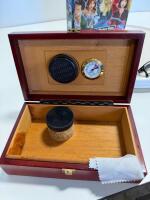 Mixed Lot: Clue Board Game, Humidor, Rothschild Baccarat Cigar Box, 4 Reading Glasses, Sticker Sheets - 6