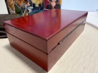 Mixed Lot: Clue Board Game, Humidor, Rothschild Baccarat Cigar Box, 4 Reading Glasses, Sticker Sheets - 7