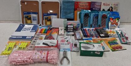 Bulk School/Office Supply Lot: Cork Boards, Mead Notebooks, TI-30Xa Calculator, Art & Writing Sets