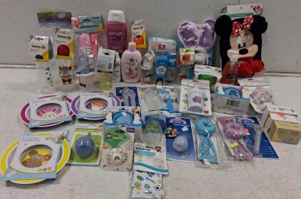 Assorted Baby Care Products Lot &ndash; 32+ Items Including Bottles, Plates, Nasal Aspirators, and More