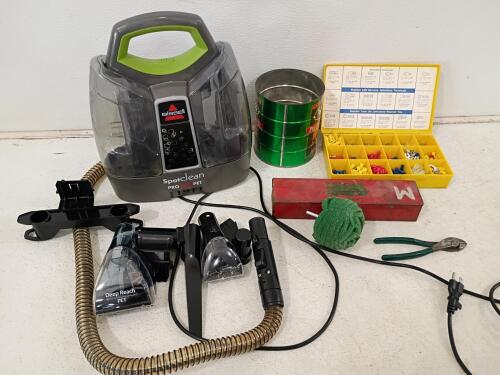 Bissell SpotClean ProHeat Pet Cleaner w/ Attachments (Working), Electrical Terminal Kit, Assorted Hand Tools