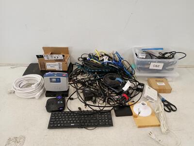 Acer Laptop (Broken) Roku Device, Brother Label Printer, Major Cables & Accessories Mixed Lot