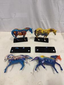 The Trail of Painted Ponies 4 Figurine Lot &ndash; Ceramic, Limited Editions, Wildlife & Southwest Designs