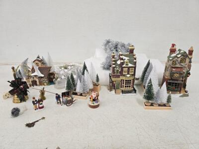 Lighted Dickens Christmas Village Set with Buildings, Trees, Figurines, and Accessories